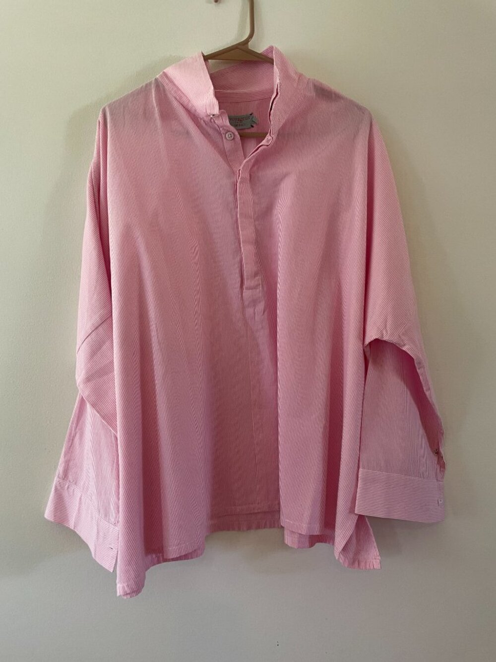 Fun Oversize MerSea Mer Sea Pink White pinstripe Emerson tunic OS